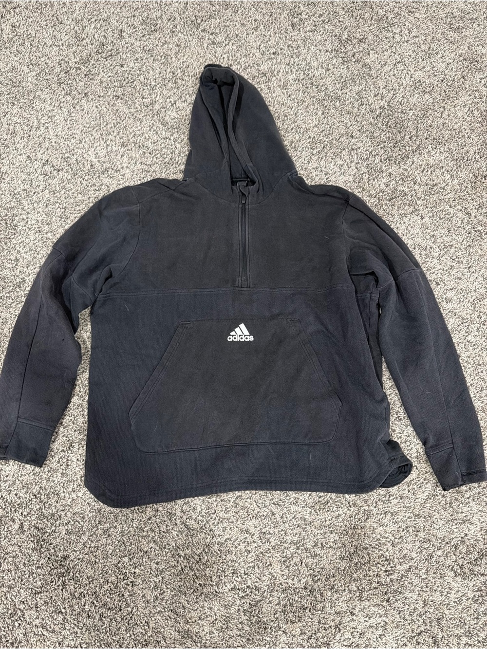 adidas Black Half-Zip Hooded Fleece Pullover 2XL